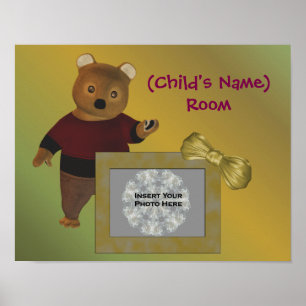 Schattige Beer Kinder Gepersonaliseerde Deurmuurfo Poster
