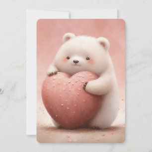 Schattige Beer knuffelen een roze hart Kaart