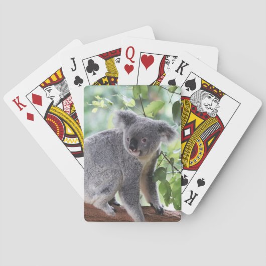Schattige Beer Koala Groene bladeren Wildlife Pokerkaarten (Achterkant)