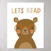 Schattige Beer Laten we Kinder lezen Poster (Voorkant)