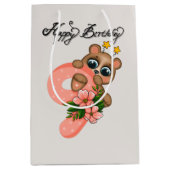 Schattige beer meisjes Verjaardag 9e Medium Cadeauzakje (Voorkant)
