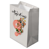 Schattige beer meisjes Verjaardag 9e Medium Cadeauzakje (Achterkant Gekanteld)