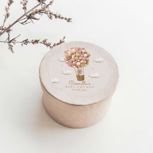 Schattige Beer met ballonnen meisje Baby shower Ronde Sticker