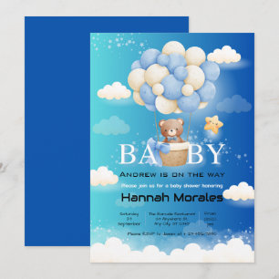 Schattige Beer met Balloons Dual Shade Baby shower Kaart