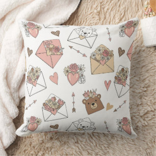 Schattige Beer met Hart -- Pastelkleurige Kinderka Kussen