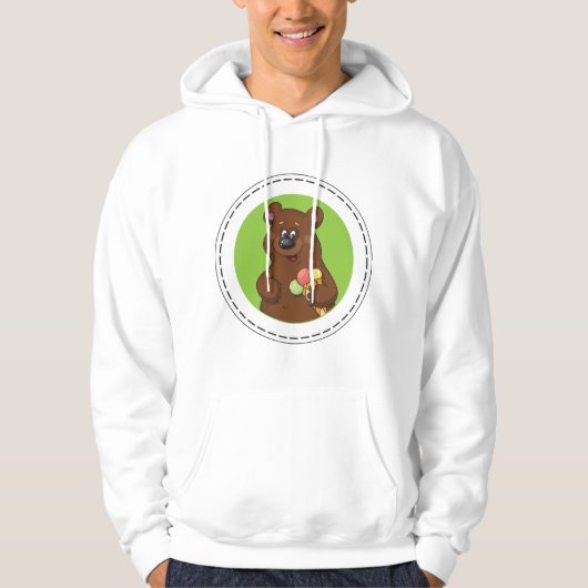 Schattige Beer met Ice Cream Cone Fun Animal Hoodie (Voorkant)