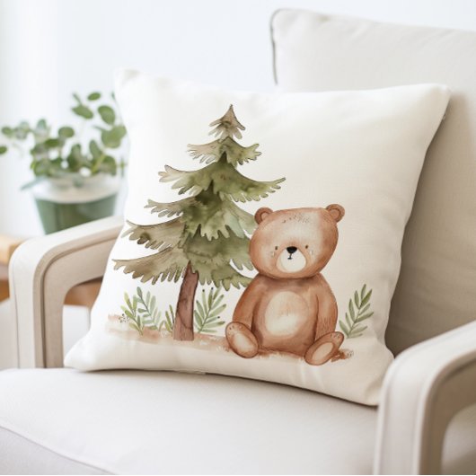 Schattige Beer met Pine Tree Kussen, Woodland Anim Kussen