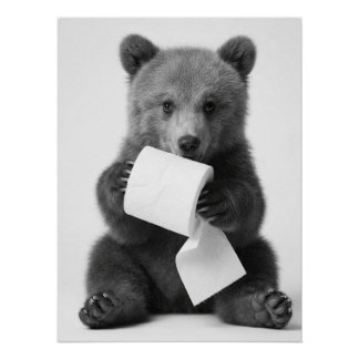 Schattige Beer met Toiletpapier Mooie Minimalist Perfect Poster