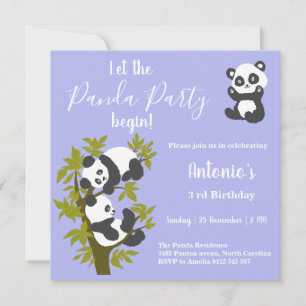 Schattige Beer Pandas Feest Jongen Verjaardag Kaart