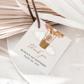 Schattige Beer, roze ballonnen, eerste verjaardag Bedankjes Labels