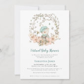 Schattige Beer Turquoise Virtual Baby shower Kaart (Voorkant)