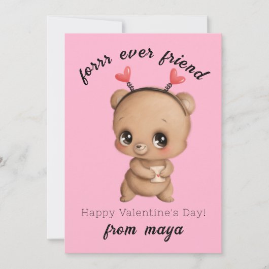 Schattige beer Valentijnskaart klas Feestdagenkaart (Voorkant)