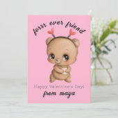 Schattige beer Valentijnskaart klas Feestdagenkaart (Staand voorkant)
