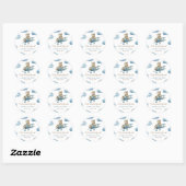 Schattige Beer Vliegtuig Blue Boy Baby shower Ronde Sticker (Vel)