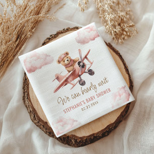 Schattige Beer Vliegtuig Roze Meisje Baby shower Servet
