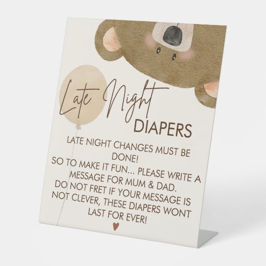 Schattige Beer We kunnen nauwelijks wachten op gen Reclamebord Met Voetstuk (Voorkant)