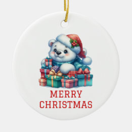 Schattige Beer Welp Kerstmis Keramisch Ornament
