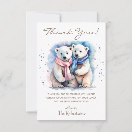 Schattige Beer Winter Dier Geslacht Onthullen Part Bedankkaart (Voorkant)