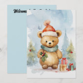 Schattige Beer Winter Kerstmis Waterverf Kaart (Voorkant / Achterkant)