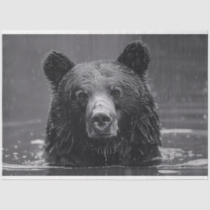 Schattige Beer zwart-wit decoupage Tissuepapier