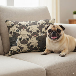 Schattige beige cartoon Pug Dog Seamless Pattern Accent Kussen