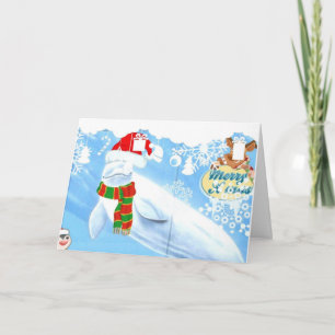 Schattige Beluga Whale Christmas Wenskaart Feestdagen Kaart