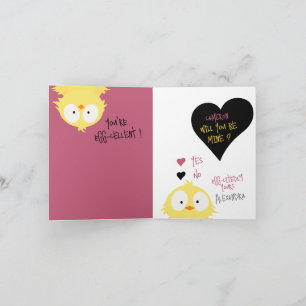 Schattige, ben je van mij? Kippenliefde + Valentij Feestdagen Kaart