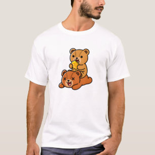 Schattige beren die zoete honingraat eten cartoon t-shirt