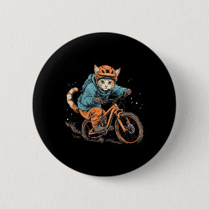 Schattige bergfietskat op bergfietsmannen vrouwen ronde button 5,7 cm