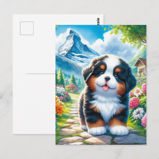 Schattige Berner Mountain Dog Puppy Briefkaart (Voorkant / Achterkant)