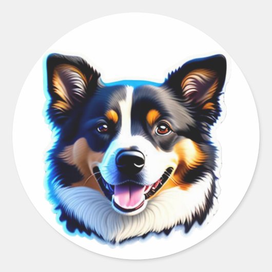 Schattige Berner Puppy Happy Dog Design Ronde Sticker (Voorkant)