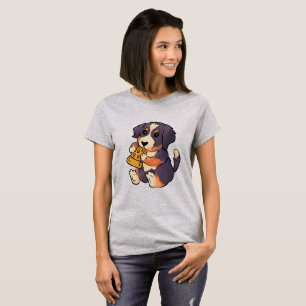 Schattige Berner Sennenhond met pizza T-shirt