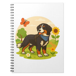 Schattige Berner Sennenhond met Zonnebloem & Boter Notitieboek