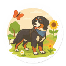 Schattige Berner Sennenhond met Zonnebloem & Boter