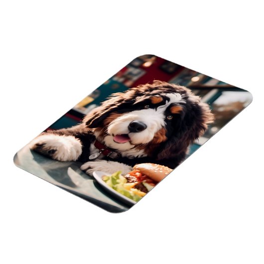 Schattige Bernerdoodle bij het Diner Magneet (Linkerzijde)