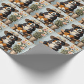 Schattige Bernese Mountain Dog met hoed en bloemen Cadeaupapier (Hoek)