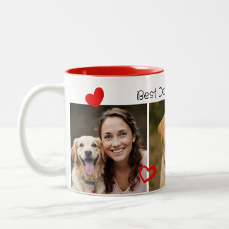Schattige beste hond-moeder-harten 3-foto tweekleurige koffiemok