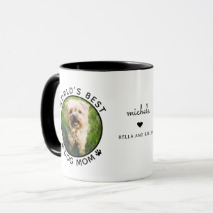 Schattige Beste Hond Moeder Twee Foto Moderne Typo Mok