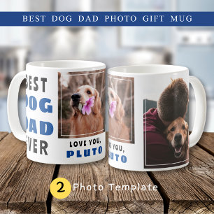 Schattige Beste Hond Papa Doggie Naam 2 Fotocollag Koffiemok