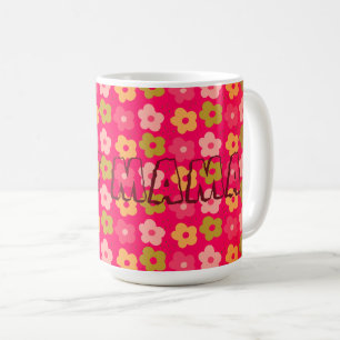Schattige Beste Mama Flowers Rood Roze Koffiemok