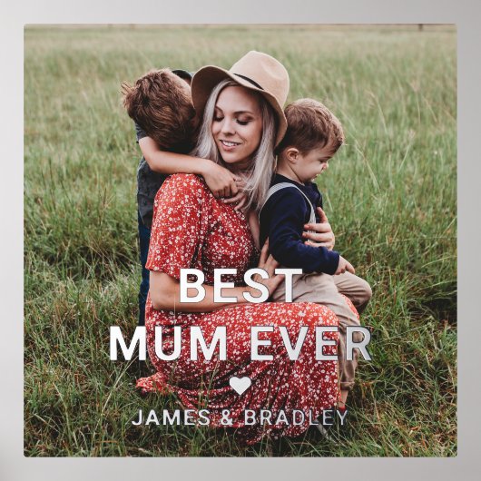 Schattige BESTE MAMA OOIT Hart Moederdag Foto Folie Afdrukken (Voorkant)