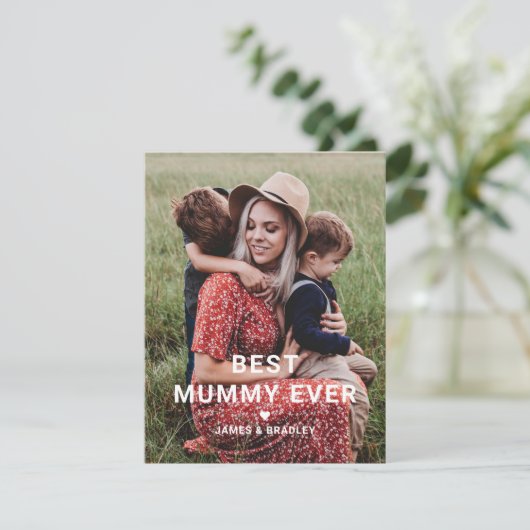 Schattige BESTE MOEDER OOIT Hart Moederdag Foto Feestdagenkaart (Staand voorkant)