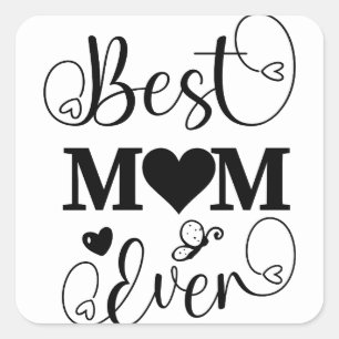 Schattige Beste Moeder Ooit Typografie Script Vierkante Sticker