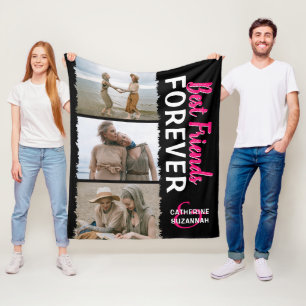 Schattige 'Beste Vrienden Voor Altijd' 3 Foto Fleece Deken