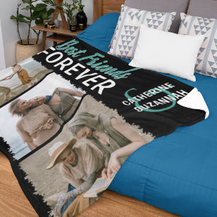 Schattige 'Beste Vrienden Voor Altijd' 3 Foto Fleece Deken
