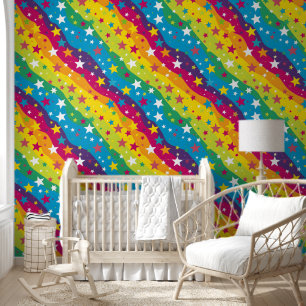 Schattige betegeld abstract regenboogpatroon behang