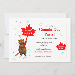 Schattige Bever Canada Day-feest Kaart