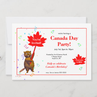 Schattige Bever Canada Day-feest  Kaart