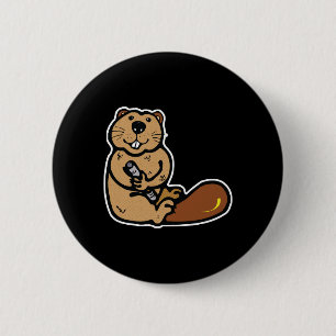 schattige bever ronde button 5,7 cm