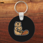 schattige bever sleutelhanger (Voorkant)